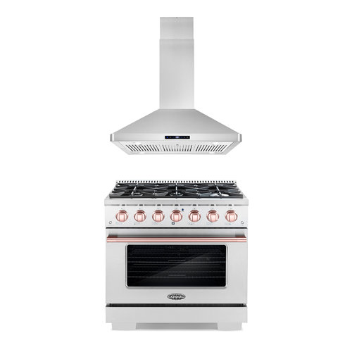 Cosmo 3 Piece Kitchen Appliance Package with 36'' Gas Freestanding